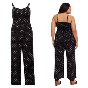 NWT Torrid Sleeveless Polka Dot Challis Wide Leg Jumpsuit with Pockets Size 00